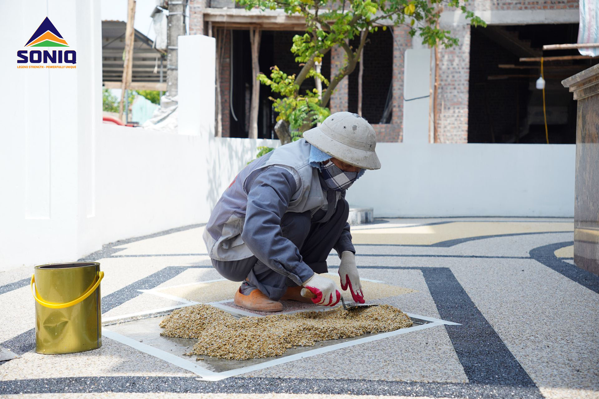 thi công sàn sỏi