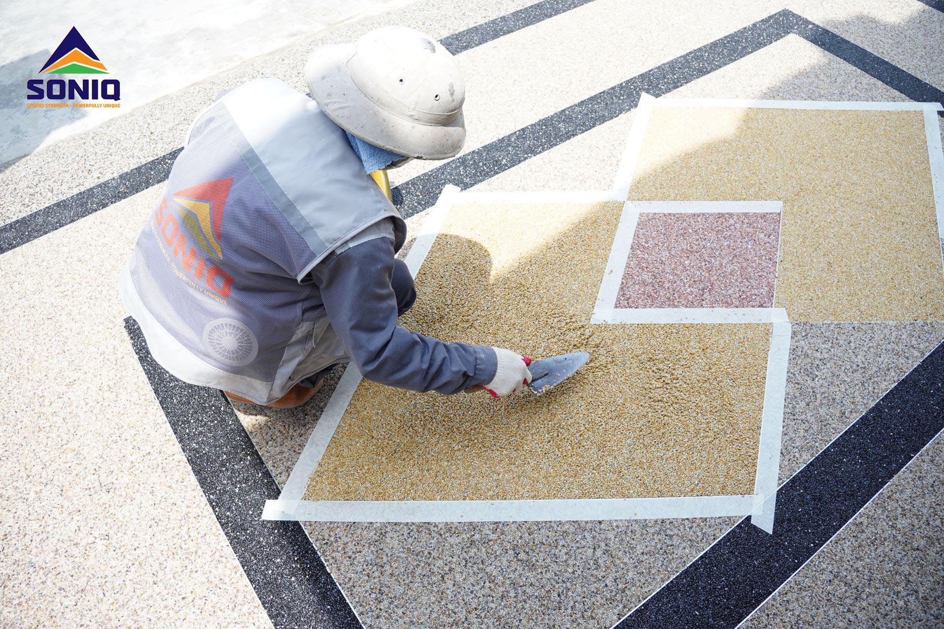 thi công sàn sỏi