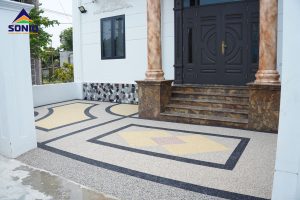thi công sàn sỏi không bong tróc và thoát nước tốt