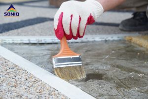 Test độ bám keo sàn sỏi trên nền bê tông